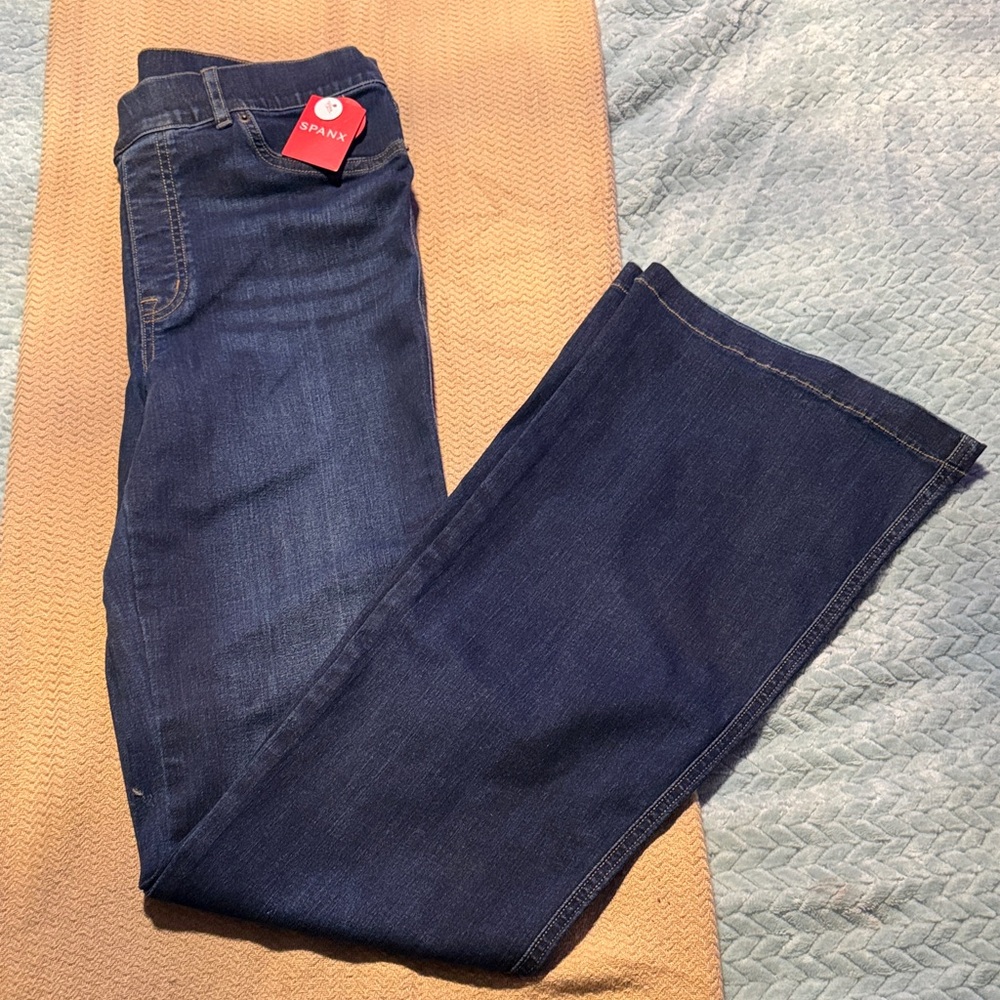 SPANX Women's Dark Blue Jeans - Classic Bootcut LARGE TALL
